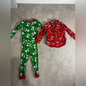 5/6 Little Boy Christmas Lot Snoopy Pajamas Reindeer Christmas Button Down